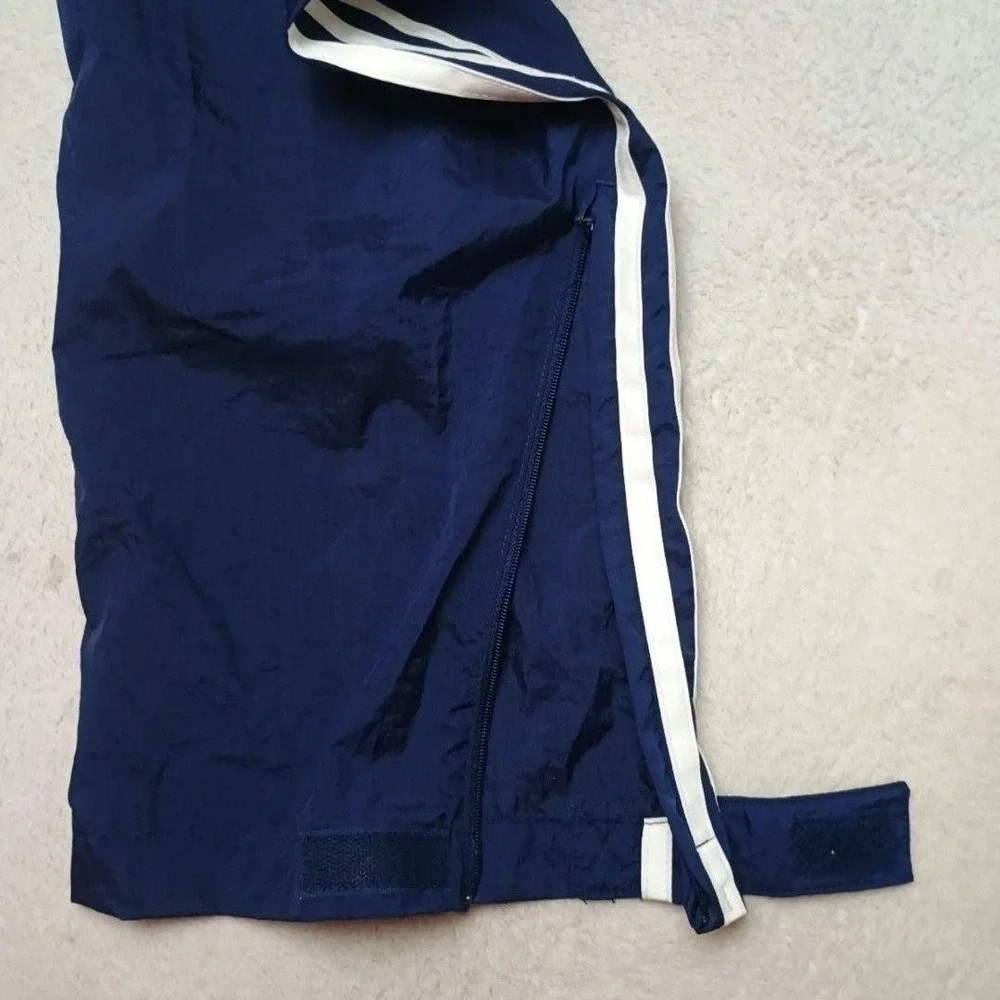 Vintage Adidas Track Pants Men M Blue Y2K 3-Stripe Woven Gym Athletic Zip Pocket